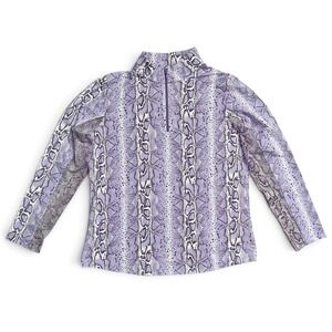 IBKUL Kimmy Plum Python Snake Long Sleeve Mock Golf Shirt Quarter Zip Size L